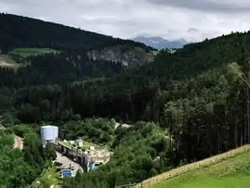 The Ara Tobl treatment plant in an alpine valley.